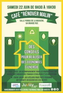 Affiche du Café Rénover Malin à Juvisy le 22 juin 2024
