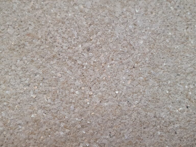 Détail de l'enduit à l'argile blanche et paillettes de mica